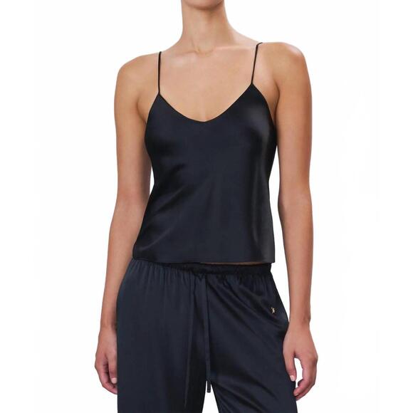 NEW ETERNE mila silk camisole top in black